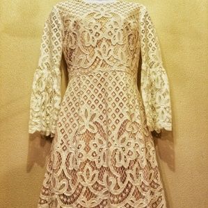 Bell sleeve fit and flare dress